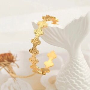 Adornia Textured Clover Cuff Bracelet